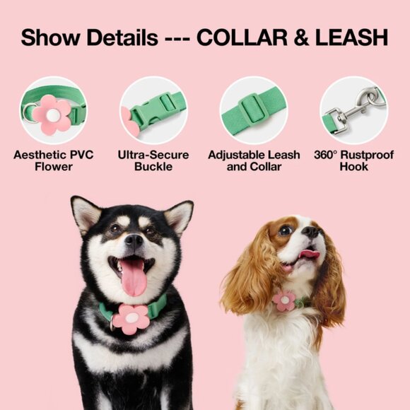 Vetreska Flower Pet Harness ,Collar, and Bag Pack Pink & Green - Picture 5 of 17